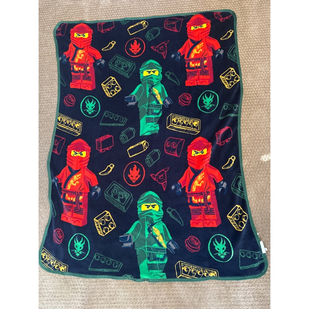 LEGO Ninjago Fleece Throw Blanket Kai Lloyd Minifigures Navy Blue 35x50 2022